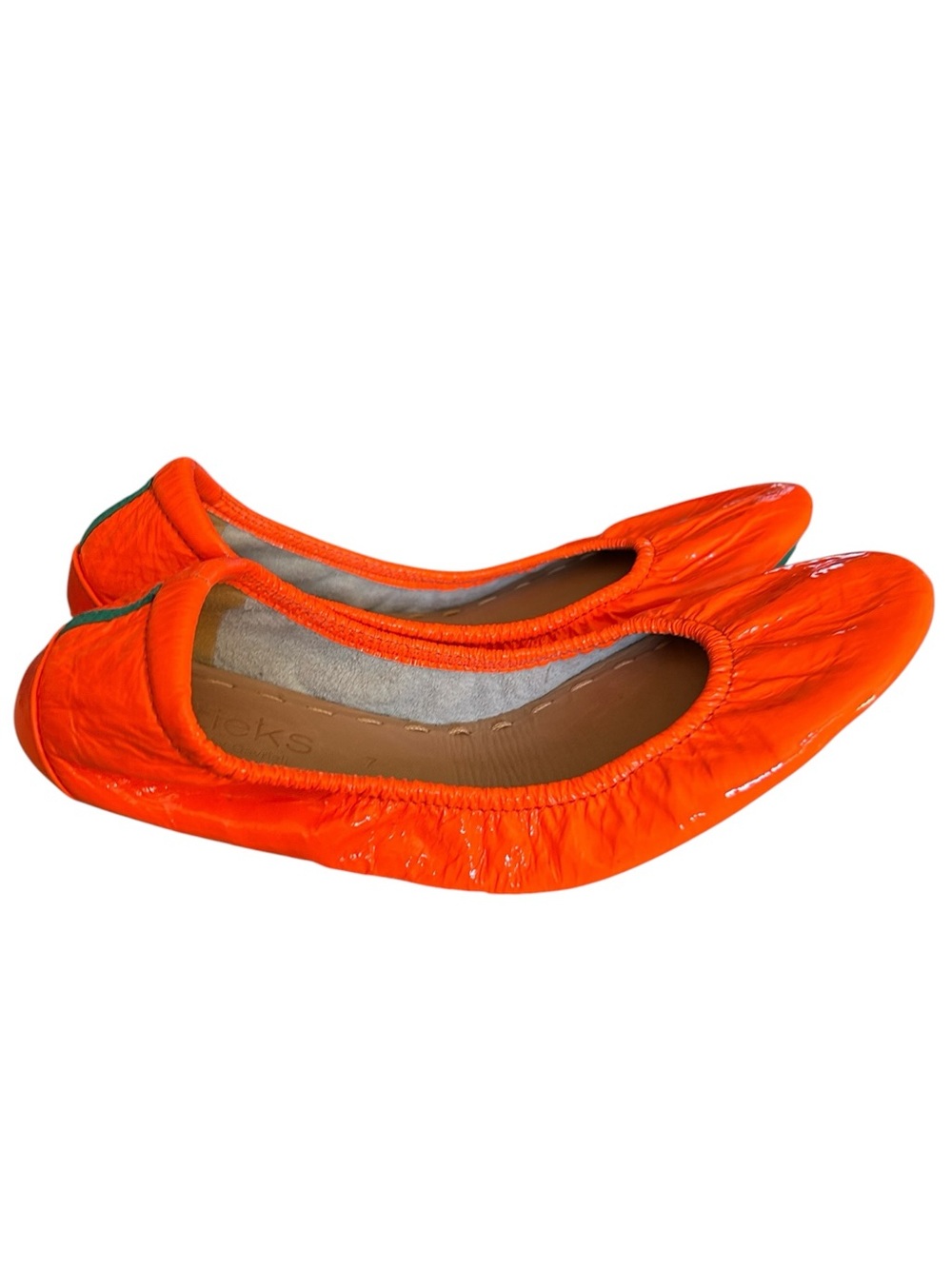 Tieks By Gavrieli Outrageous Orange Patent Leather Ballet Flats Shoes Size 7 - Picture 5 of 9